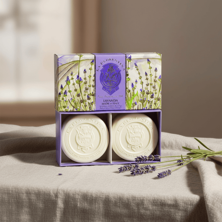 La Florentina Lavender 2 Round Soaps 115g Brand 115g 2 Bar Soaps Gift Boxed