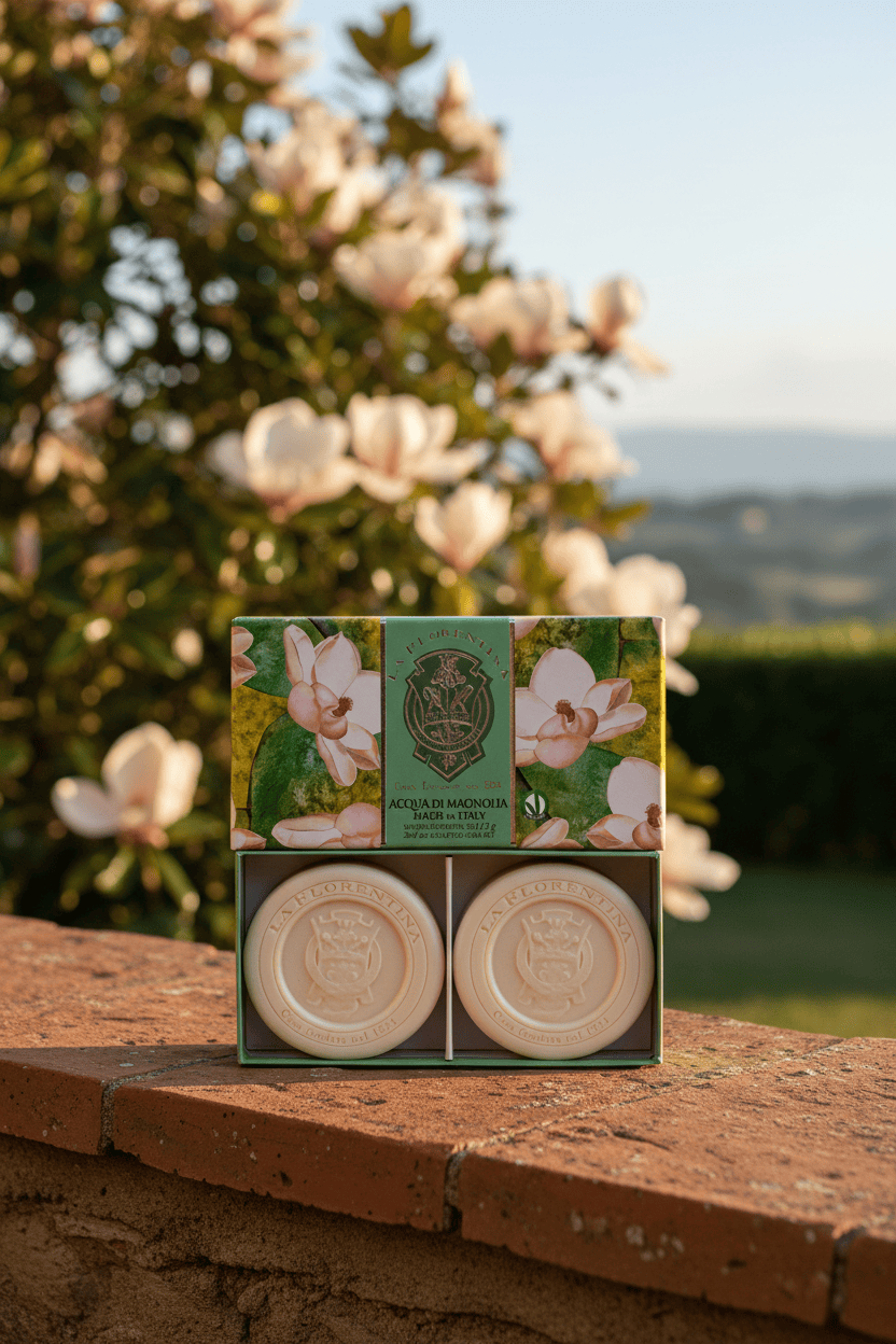 La Florentina Magnolia 2 Round Soaps 115g Brand 115g 2 Bar Soaps Gift Boxed
