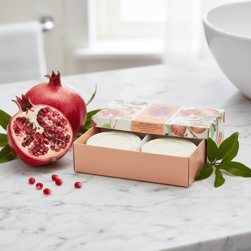 La Florentina Pomegranate 2 Round Soaps 115g Brand 115g 2 Bar Soaps Gift Boxed