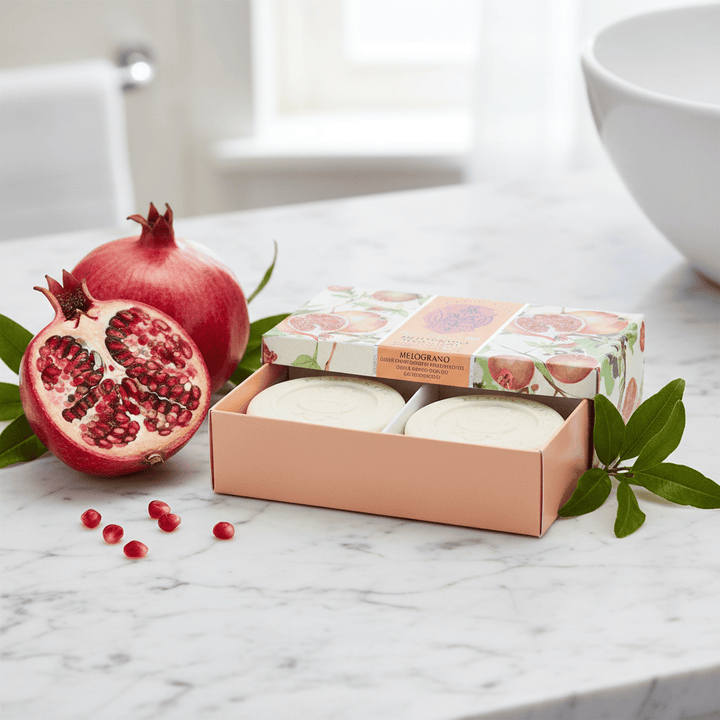 La Florentina Pomegranate 2 Round Soaps 115g Brand 115g 2 Bar Soaps Gift Boxed