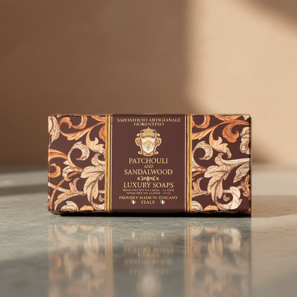 Saponificio Artigianale Fiorentino Patchouli &amp; Sandalwood Gift Box 3x125g Brand 125g Set of 3 Bar Soaps