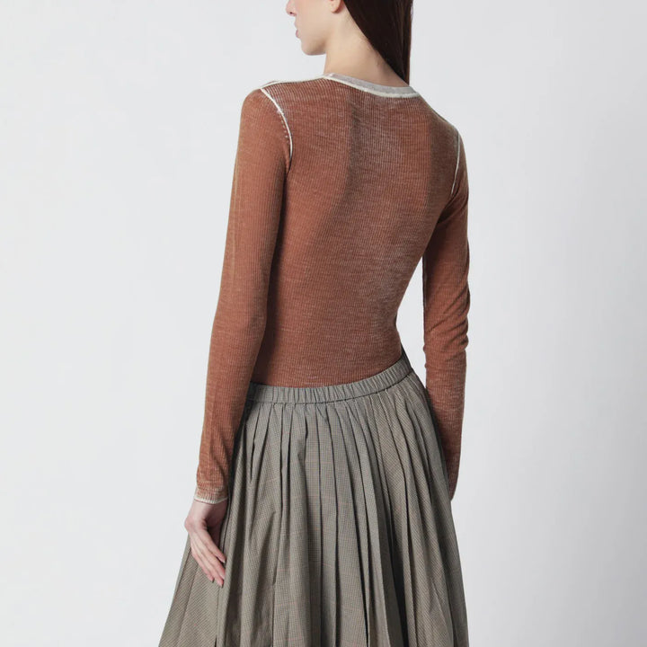 6397 - Ribbed desert-colored vintage-effect knit Brand Apparel &amp; Accessories
