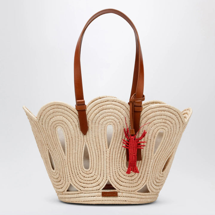 Aquazzura - Artiste medium raffia tote in natural and tan Brand Apparel &amp; Accessories U