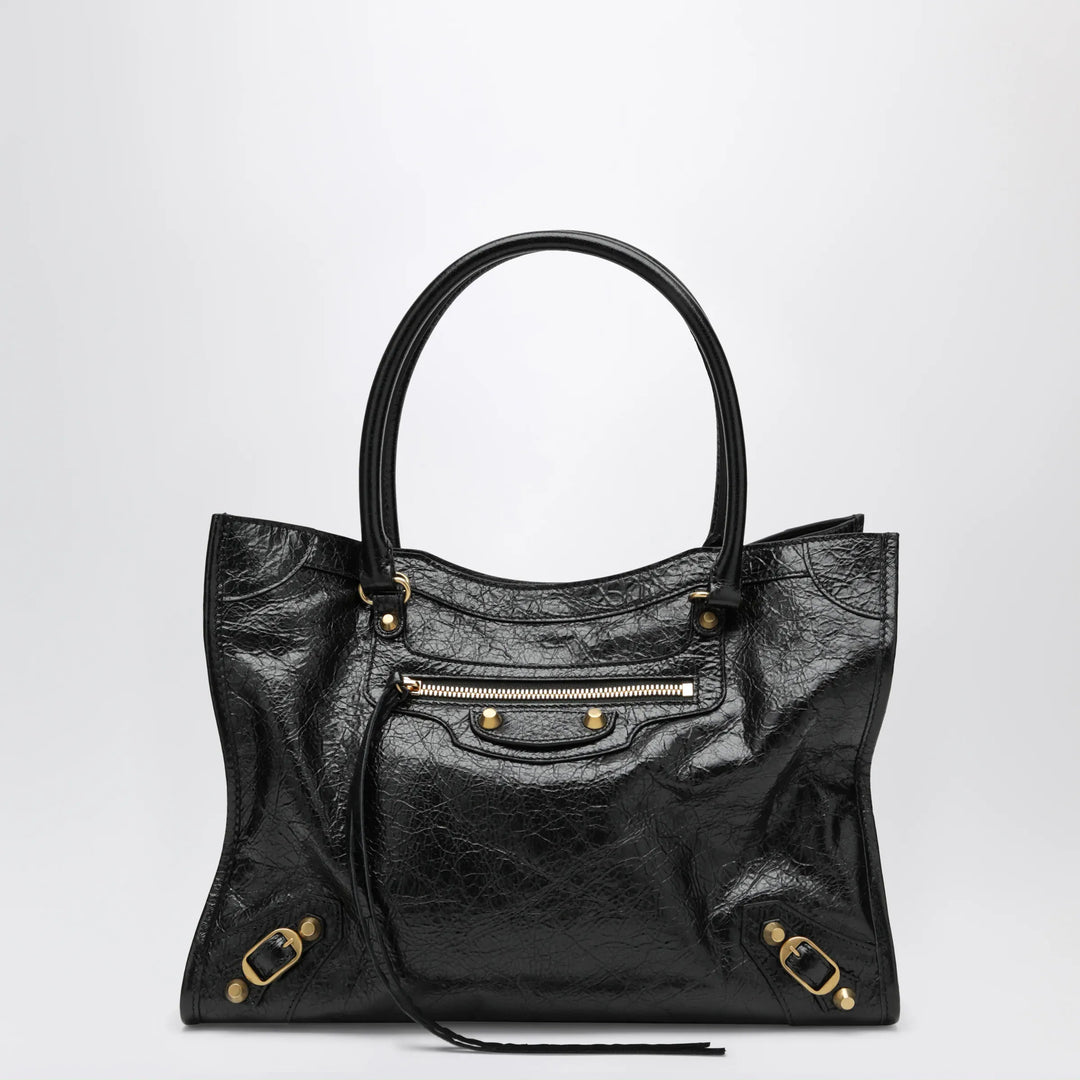 Balenciaga - Le City small lambskin leather tote bag in black Brand Apparel & Accessories TU