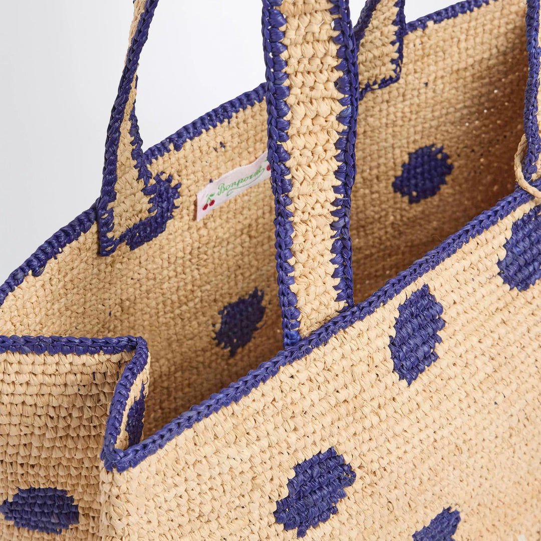 Bonpoint - Esma blue polka dot raffia bag Brand Apparel &amp; Accessories TU