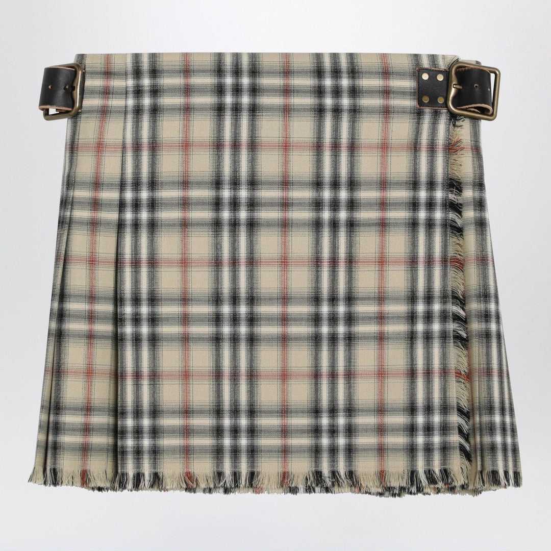 Apparel & Accessories Burberry - Beige wool mini kilt with Check pattern Brand