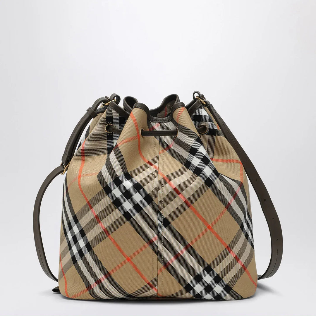 Burberry - Medium beige bucket bag with Check pattern Brand Apparel &amp; Accessories U
