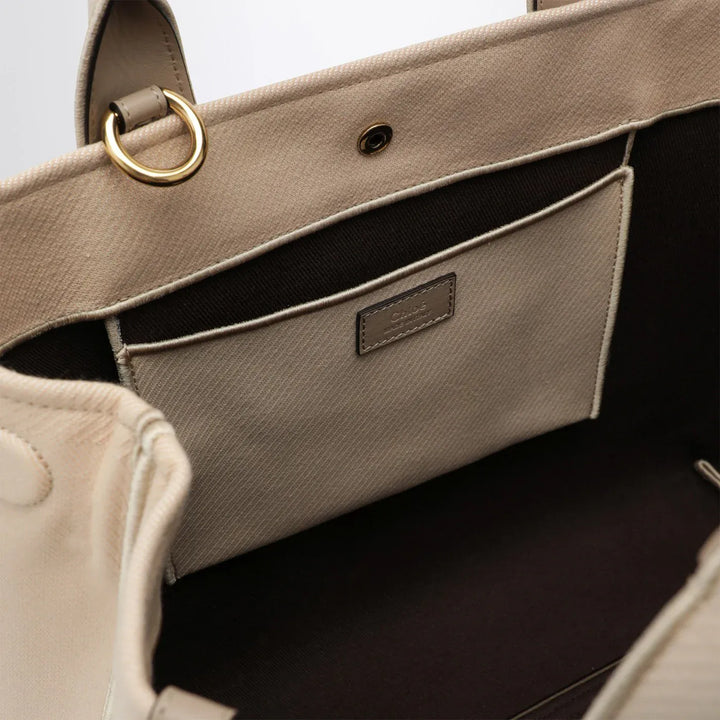 Chloé - Carry tote bag in pink beige striped canvas Brand Apparel &amp; Accessories TU