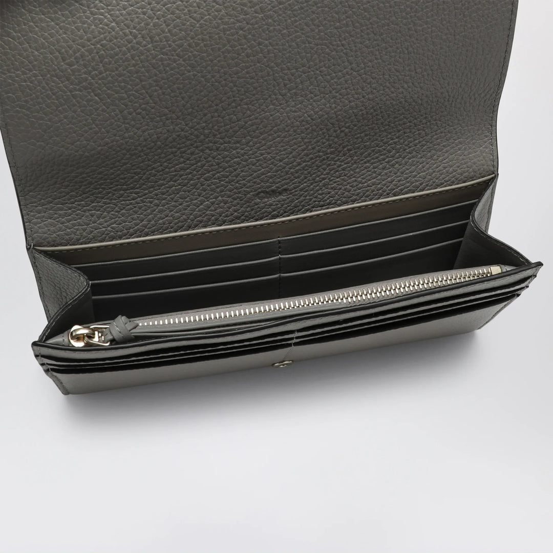 Chloé - Grey Alphabet flap wallet in grained leather Brand Apparel &amp; Accessories TU