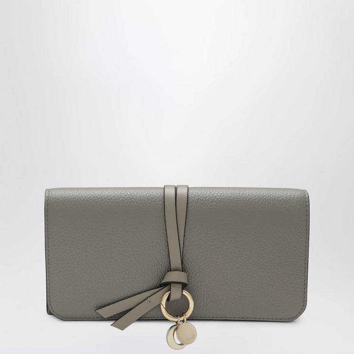 Chloé - Grey Alphabet flap wallet in grained leather Brand Apparel &amp; Accessories TU