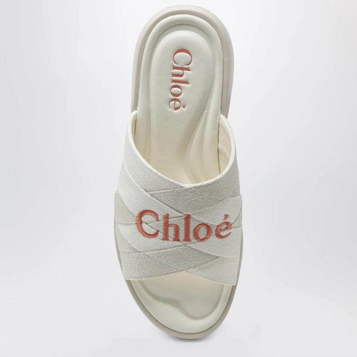Chloé - Poolette clogs in ivory woven linen Brand Apparel &amp; Accessories