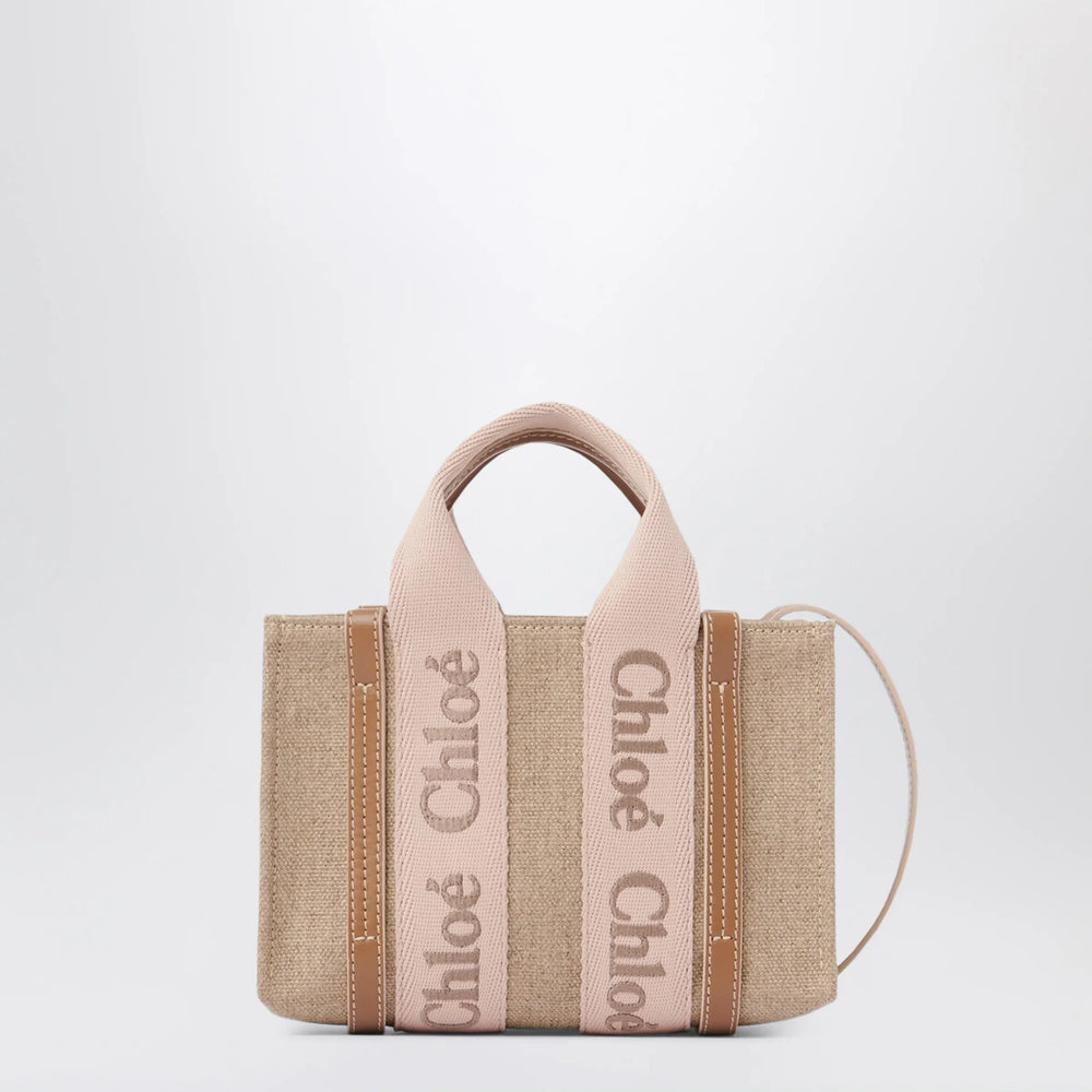 Chloé - Small Woody tote bag in linen Blushy beige Brand Apparel & Accessories TU