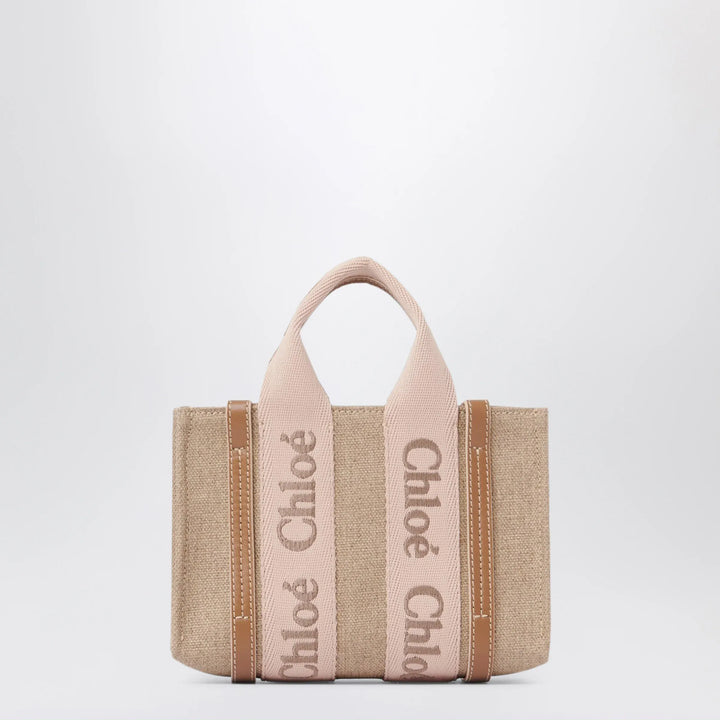 Chloé - Small Woody tote bag in linen Blushy beige Brand Apparel &amp; Accessories TU