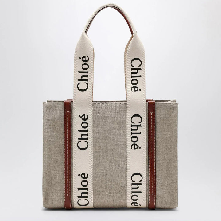Chloé - Woody medium bag in beige canvas Brand Apparel &amp; Accessories TU
