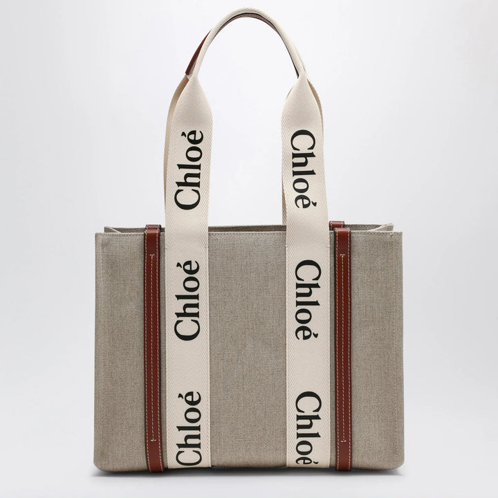 Chloé - Woody medium bag in beige canvas Brand Apparel &amp; Accessories U