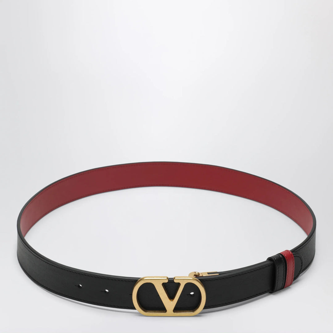 Valentino Garavani - Reversible VLogo Signature belt in glossy calfskin black/red Brand Apparel &amp; Accessories > Clothing Accessories > Belts
