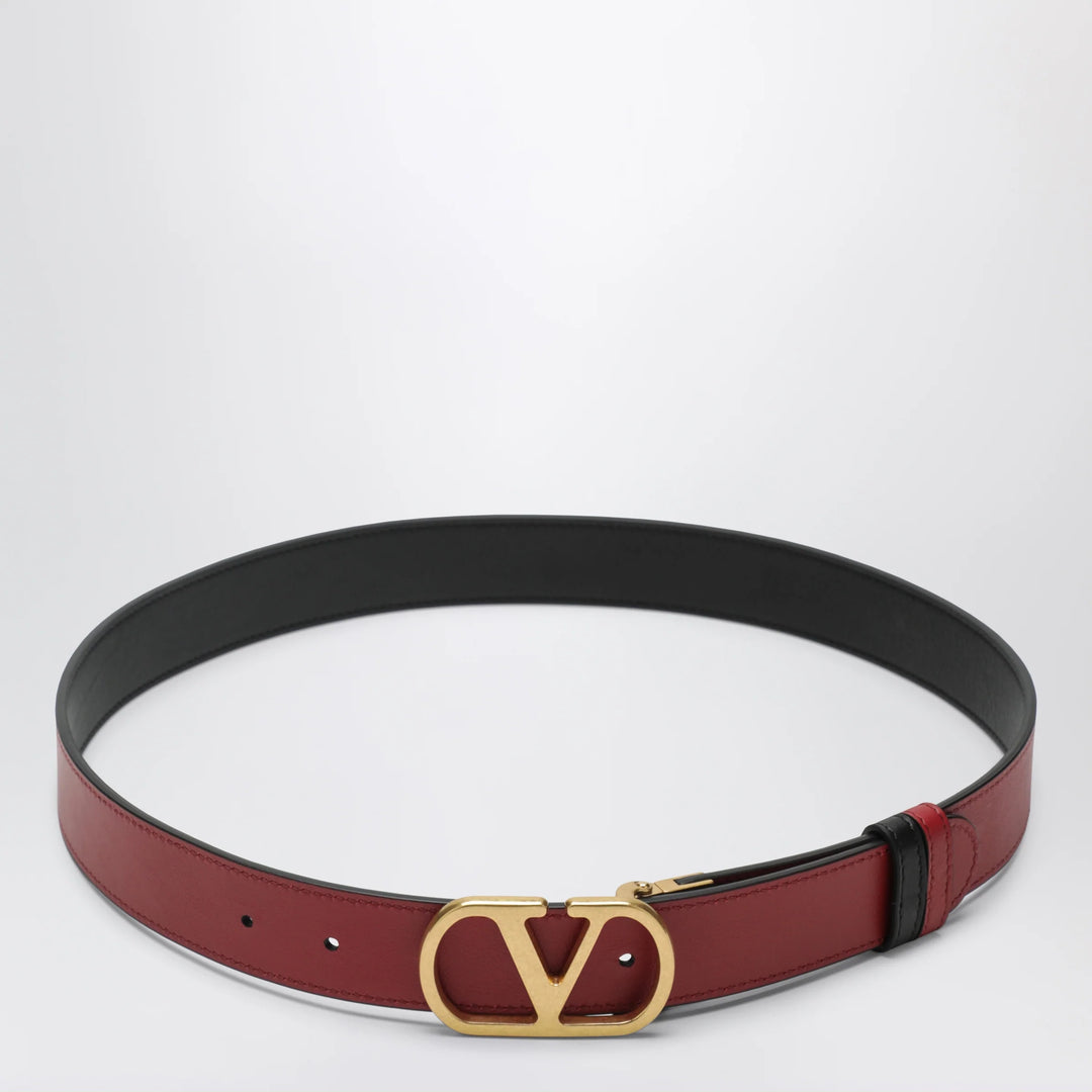Valentino Garavani - Reversible VLogo Signature belt in glossy calfskin black/red Brand Apparel &amp; Accessories > Clothing Accessories > Belts