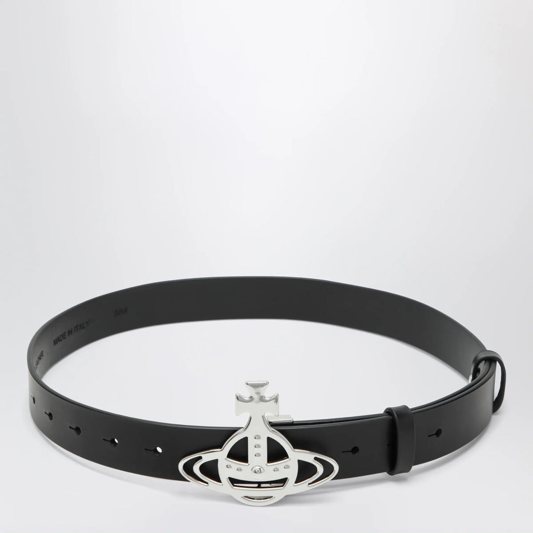 Vivienne Westwood - Leather belt with Orb buckle in black Brand Apparel &amp; Accessories > Clothing Accessories > Belts S/M