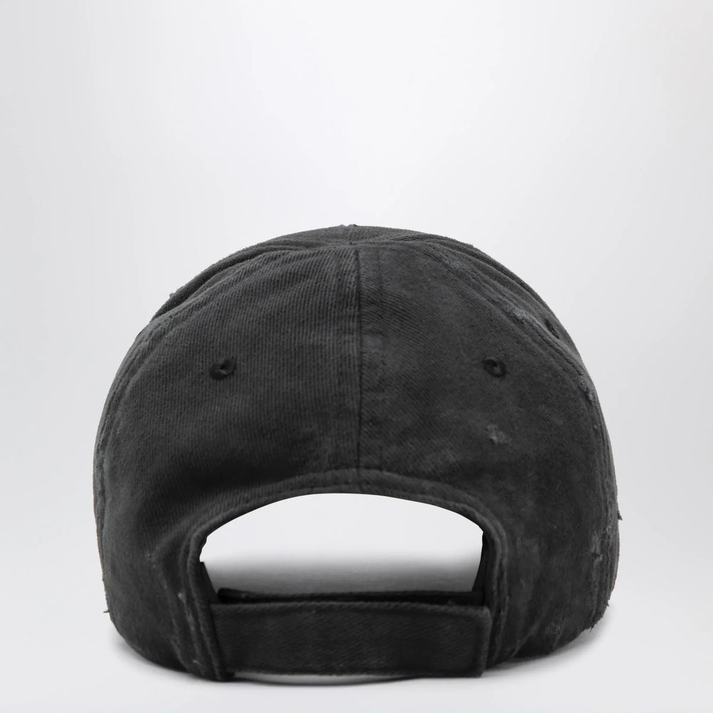 Balenciaga - Black cotton drill baseball cap with logo Brand Apparel & Accessories > Clothing Accessories > Hats