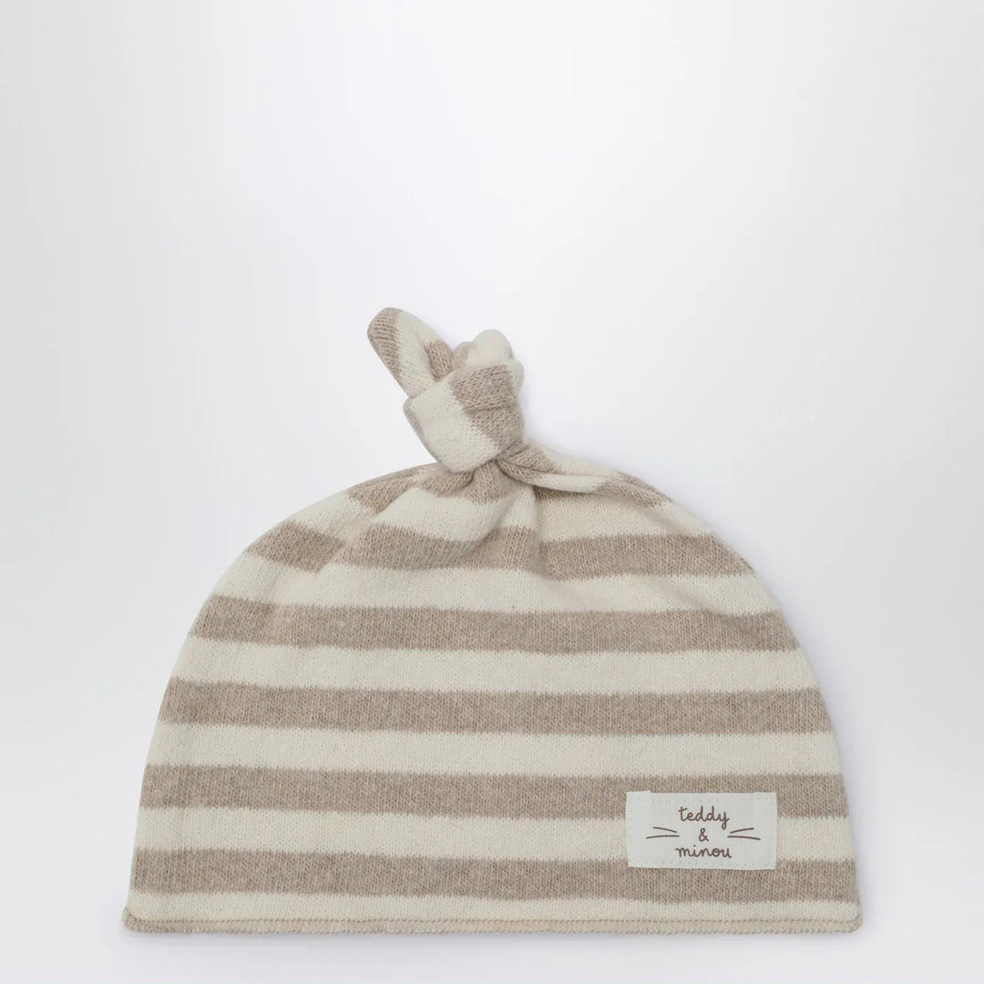 Teddy &amp; Minou - Beige striped cotton beanie Brand Apparel &amp; Accessories > Clothing Accessories > Hats 1/3M