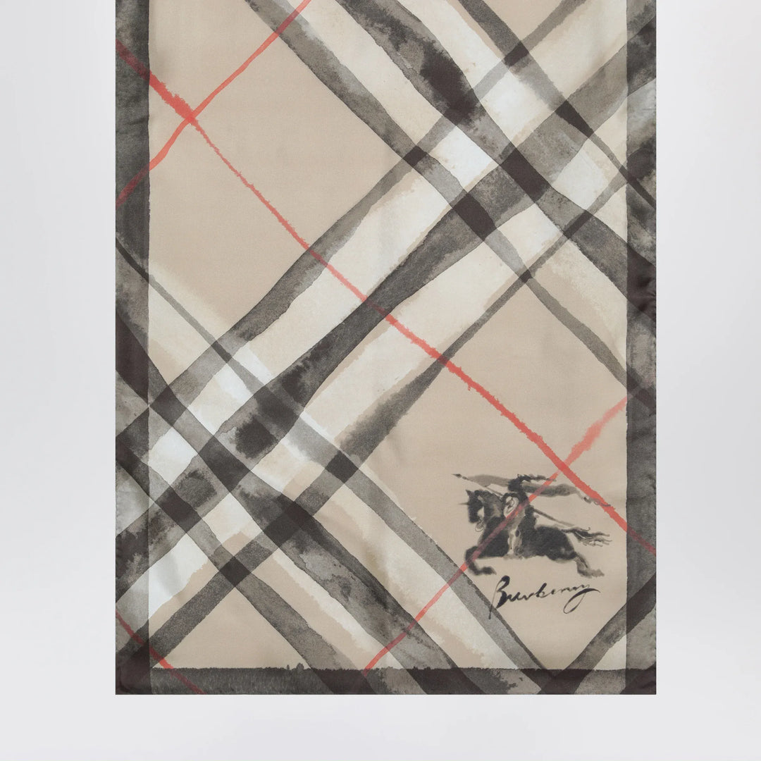 Burberry - Large Check silk scarf in sand color Brand Apparel &amp; Accessories > Clothing Accessories > Scarves &amp; Shawls TU