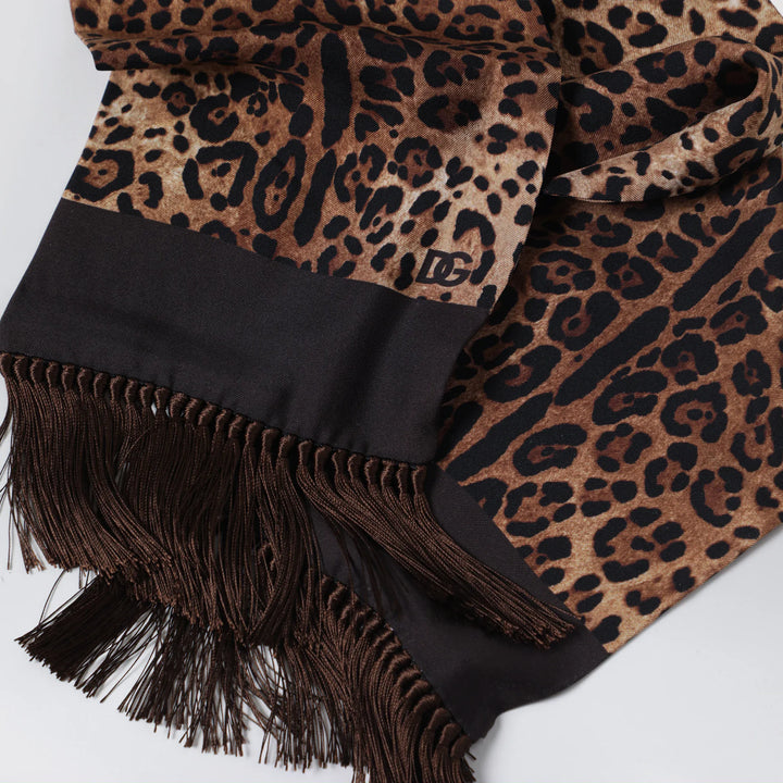 Dolce&amp;Gabbana - Leopard-print silk scarf with fringes Brand Apparel &amp; Accessories > Clothing Accessories > Scarves &amp; Shawls TU