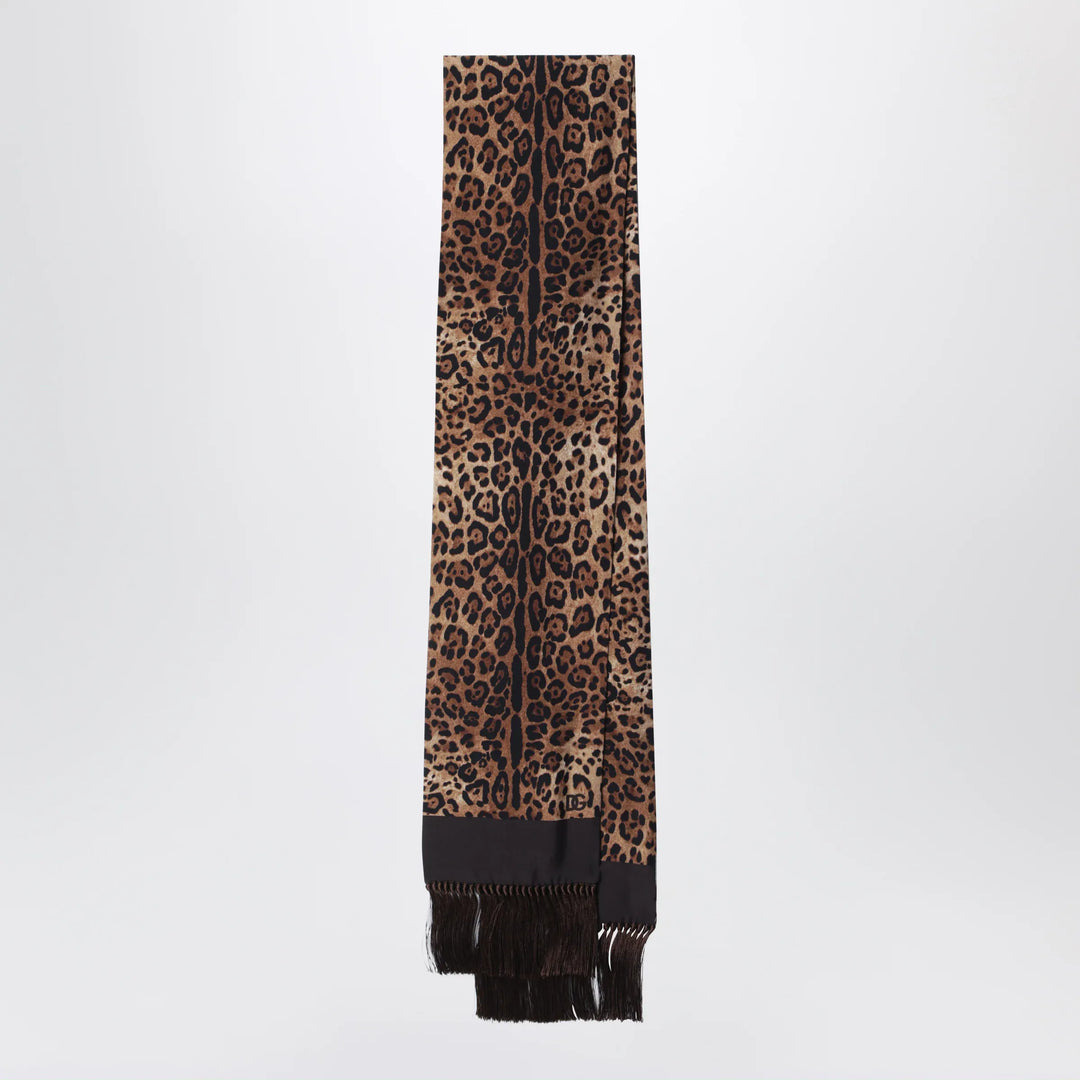 Dolce&amp;Gabbana - Leopard-print silk scarf with fringes Brand Apparel &amp; Accessories > Clothing Accessories > Scarves &amp; Shawls TU