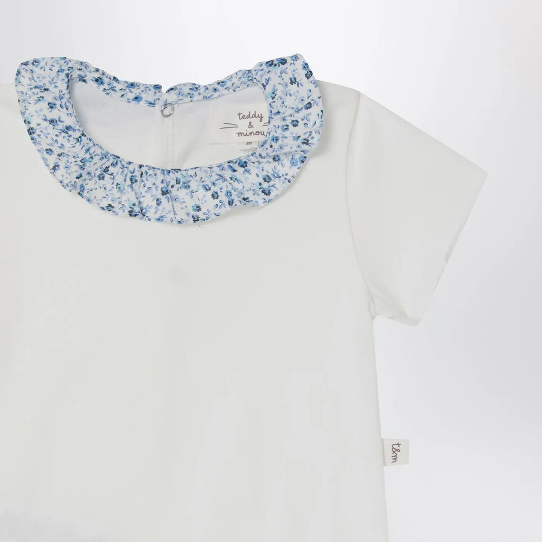 Teddy &amp; Minou - White romper with Liberty fabric collar Brand Apparel &amp; Accessories > Clothing > One-Pieces > Jumpsuits &amp; Rompers