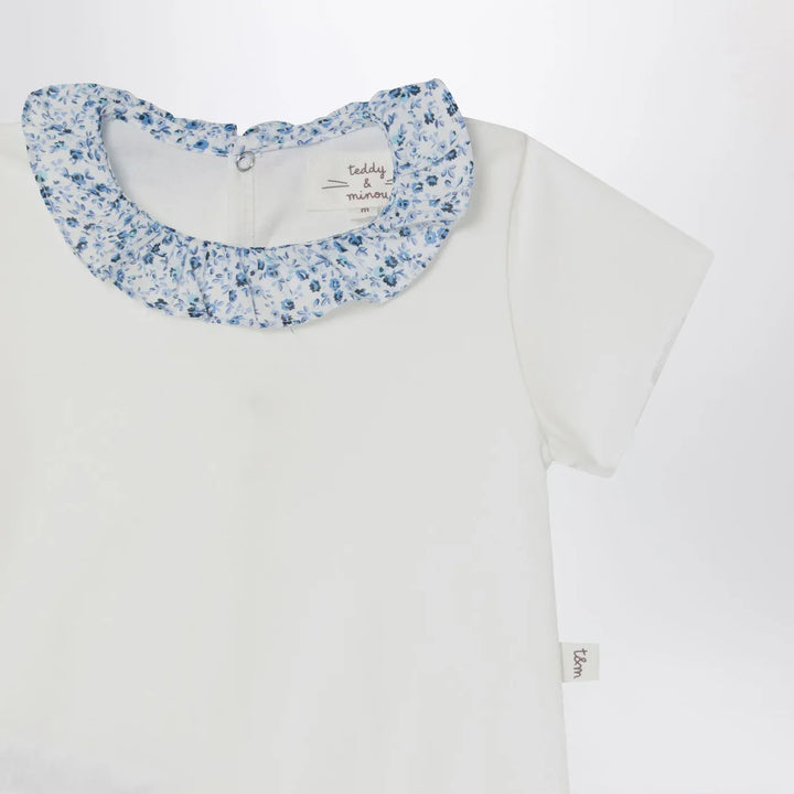 Teddy &amp; Minou - White romper with Liberty fabric collar Brand Apparel &amp; Accessories > Clothing > One-Pieces > Jumpsuits &amp; Rompers