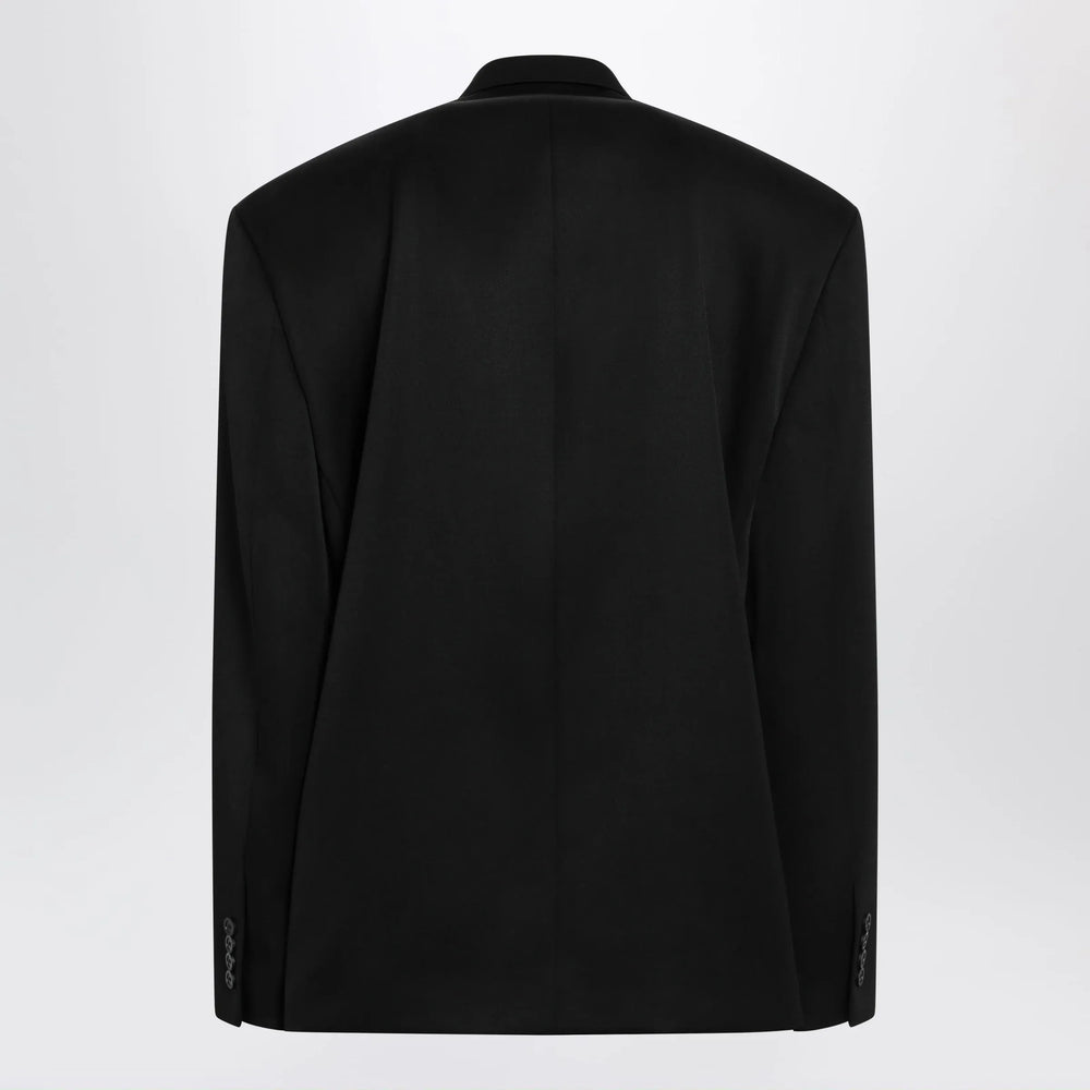 Balenciaga - Double-breasted oversized wool blazer in black Brand Apparel & Accessories > Clothing > Outerwear > Coats & Jackets