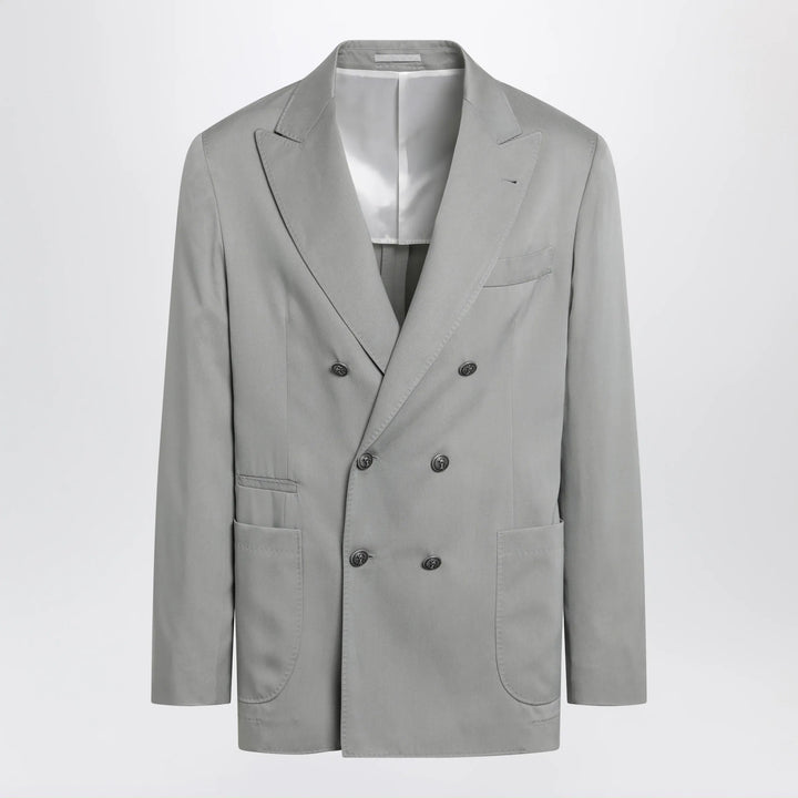 Brunello Cucinelli - Double-breasted silk blazer in khaki Brand Apparel &amp; Accessories > Clothing > Outerwear > Coats &amp; Jackets 50 IT