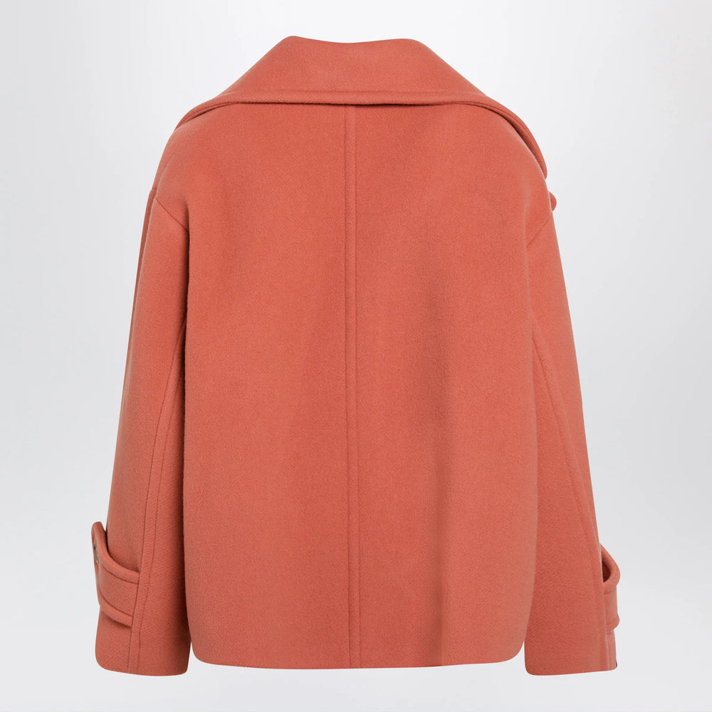 Chloé - Cedar pink double-breasted short wool coat Brand Apparel & Accessories > Clothing > Outerwear > Coats & Jackets