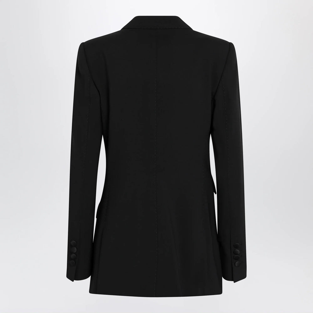 Dolce&Gabbana - Double-breasted virgin wool jacket in black Brand Apparel & Accessories > Clothing > Outerwear > Coats & Jackets 42  IT