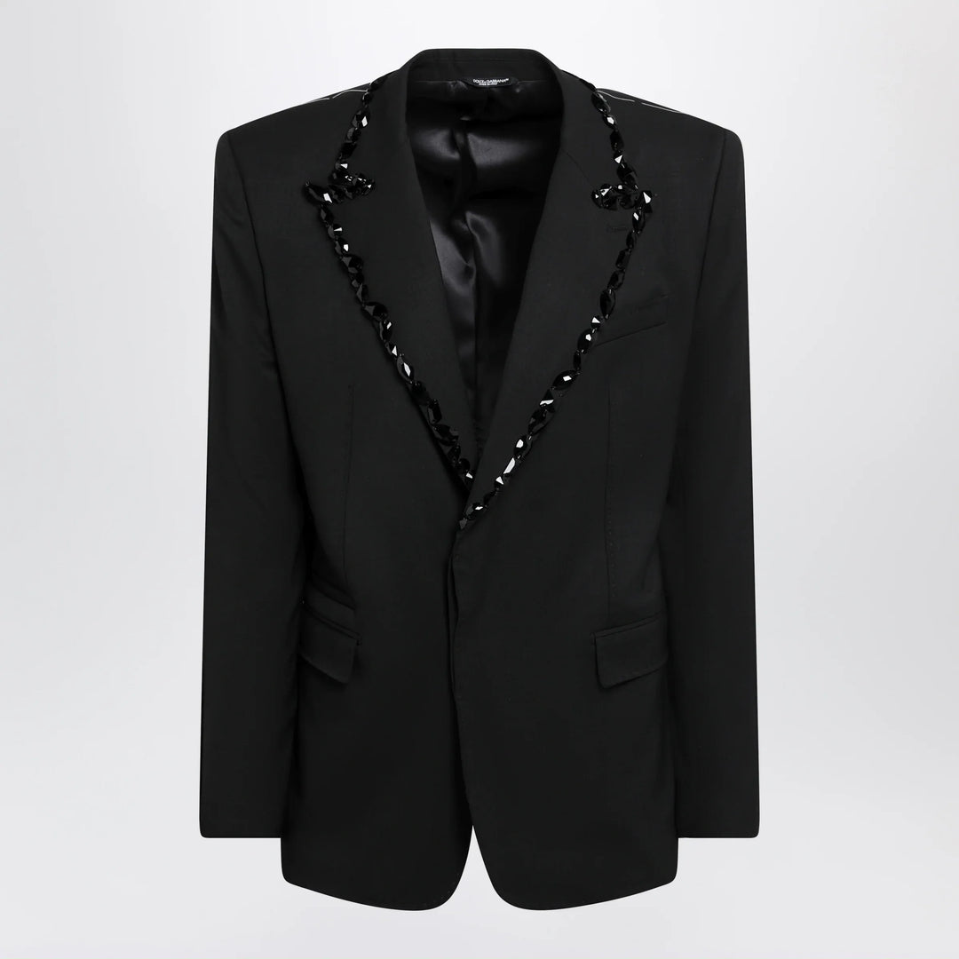 Dolce&amp;Gabbana - Embellished wool-blend blazer in black Brand Apparel &amp; Accessories > Clothing > Outerwear > Coats &amp; Jackets 48 IT