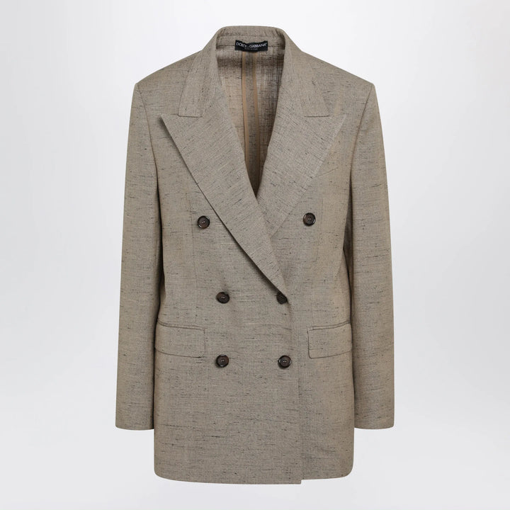 Dolce&amp;Gabbana - Sicilia double-breasted tweed-effect jacket, beige Brand Apparel &amp; Accessories > Clothing > Outerwear > Coats &amp; Jackets 40  IT