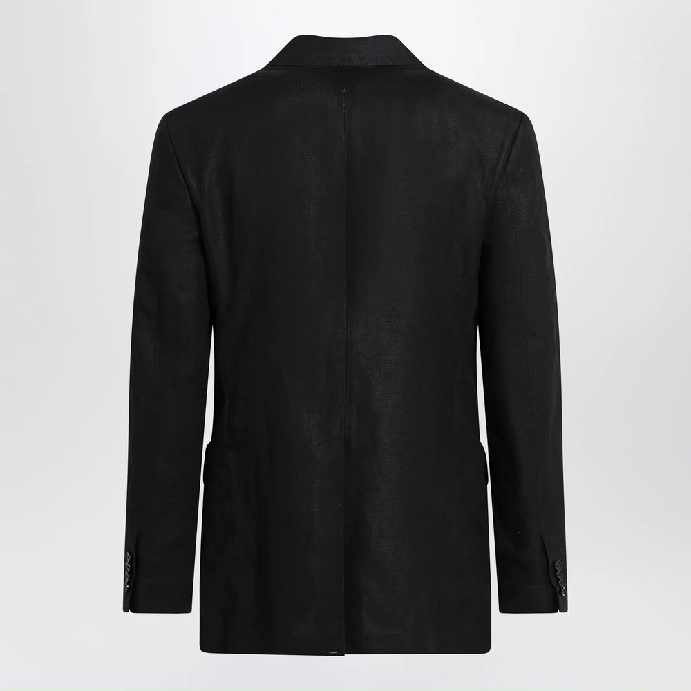 Dolce&Gabbana - Single-breasted jacket in black linen canvas Brand Apparel & Accessories > Clothing > Outerwear > Coats & Jackets 48 IT