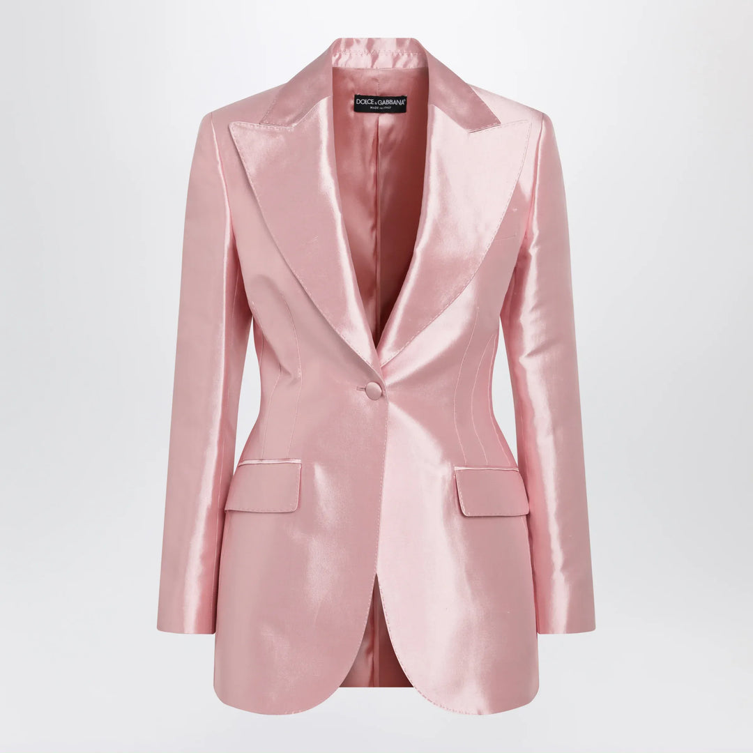 Dolce&amp;Gabbana - Single-breasted silk shantung blazer in pink Brand Apparel &amp; Accessories > Clothing > Outerwear > Coats &amp; Jackets 40  IT