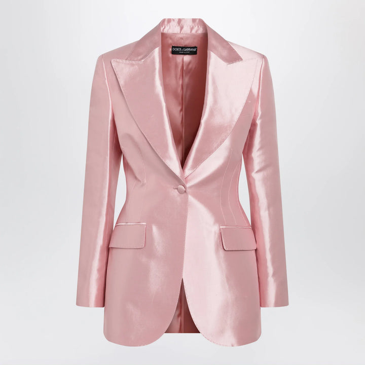 Dolce&amp;Gabbana - Single-breasted silk shantung blazer in pink Brand Apparel &amp; Accessories > Clothing > Outerwear > Coats &amp; Jackets 40  IT