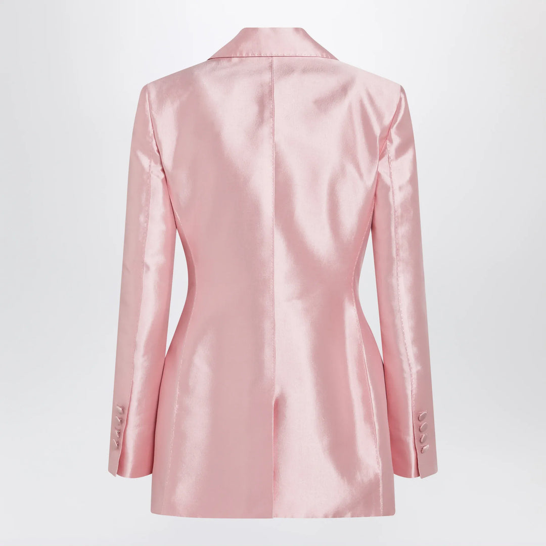 Dolce&amp;Gabbana - Single-breasted silk shantung blazer in pink Brand Apparel &amp; Accessories > Clothing > Outerwear > Coats &amp; Jackets 40  IT