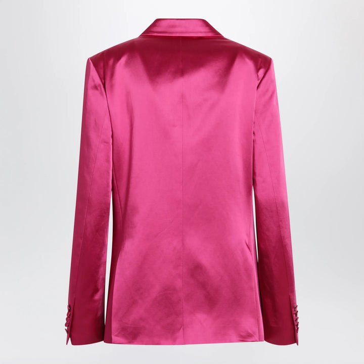 Dries Van Noten - Fuchsia double-breasted satin jacket Brand Apparel &amp; Accessories > Clothing > Outerwear > Coats &amp; Jackets