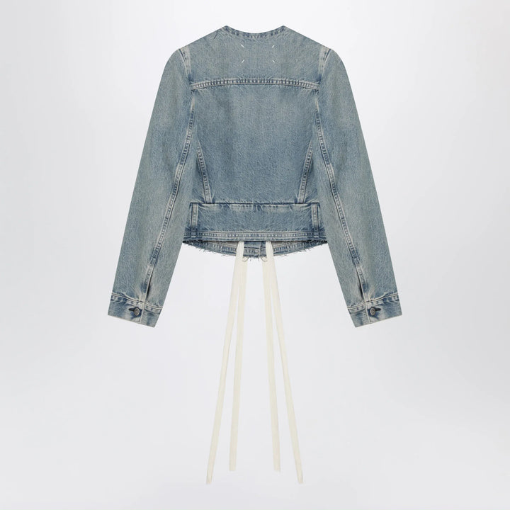 Maison Margiela - Light blue cotton denim jacket with V-neck Brand Apparel &amp; Accessories > Clothing > Outerwear > Coats &amp; Jackets 42  IT