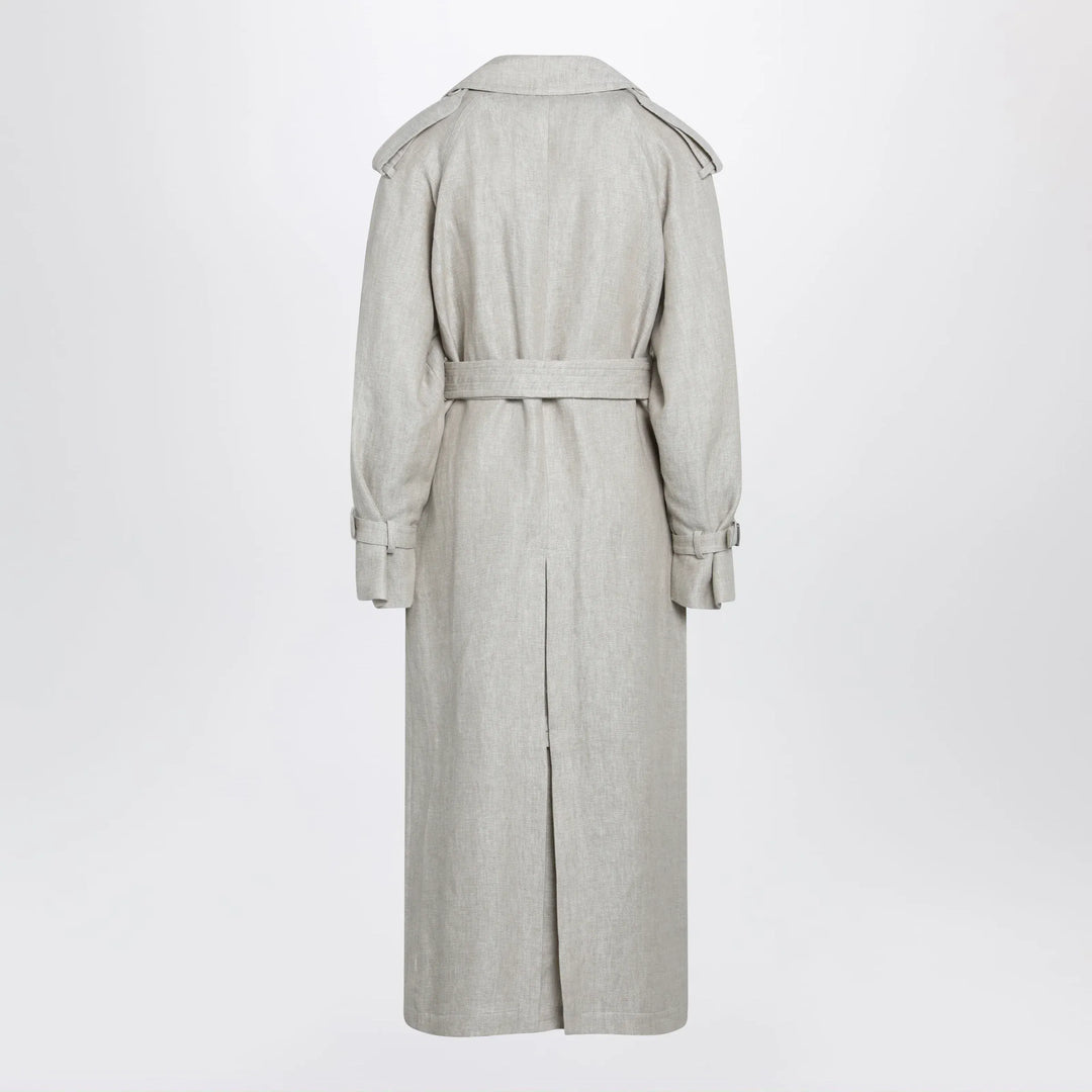 Max Mara - Sand-coloured double-breasted duster coat in linen drill Brand Apparel &amp; Accessories > Clothing > Outerwear > Coats &amp; Jackets
