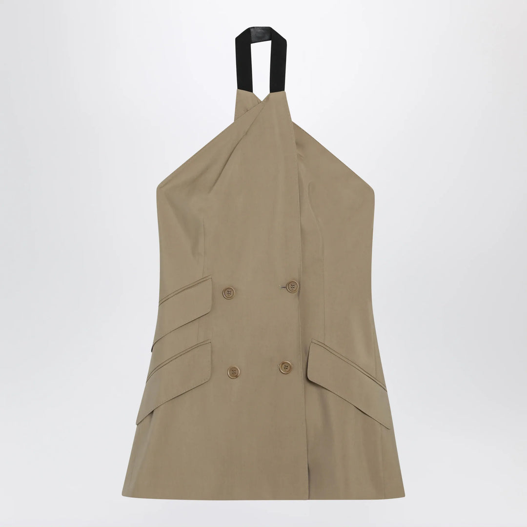 Max Mara - Sleeveless jacket in sand-colored wool and silk poplin Brand Apparel & Accessories > Clothing > Outerwear > Coats & Jackets 40  IT