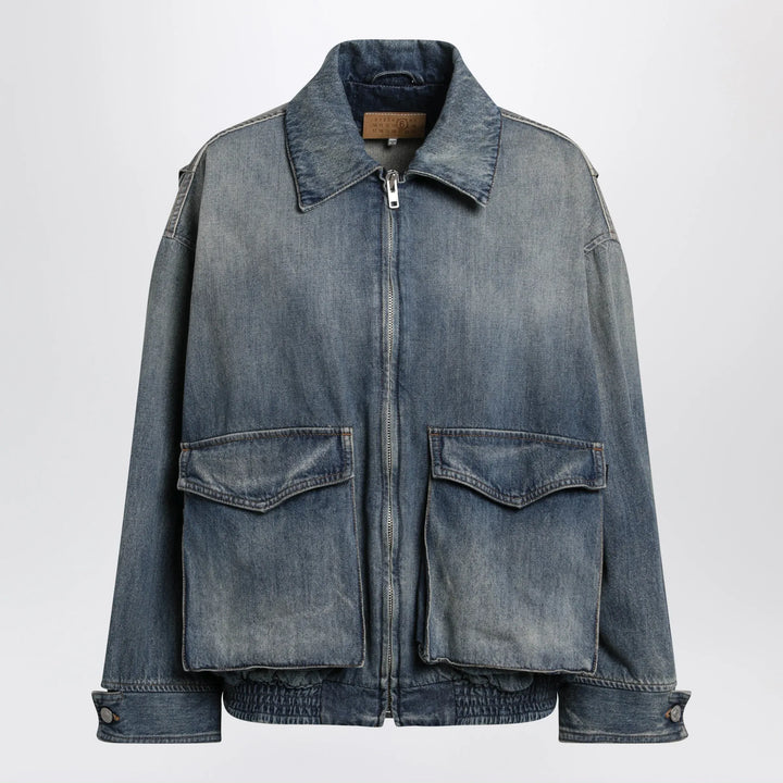 MM6 Maison Margiela - Blue denim jacket with flap pockets Brand Apparel &amp; Accessories > Clothing > Outerwear > Coats &amp; Jackets