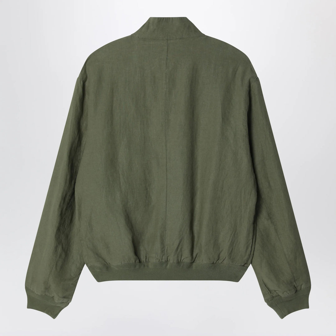 Polo Ralph Lauren - Dark green linen zip-up jacket Brand Apparel &amp; Accessories > Clothing > Outerwear > Coats &amp; Jackets