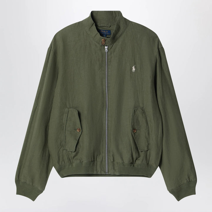 Polo Ralph Lauren - Dark green linen zip-up jacket Brand Apparel &amp; Accessories > Clothing > Outerwear > Coats &amp; Jackets