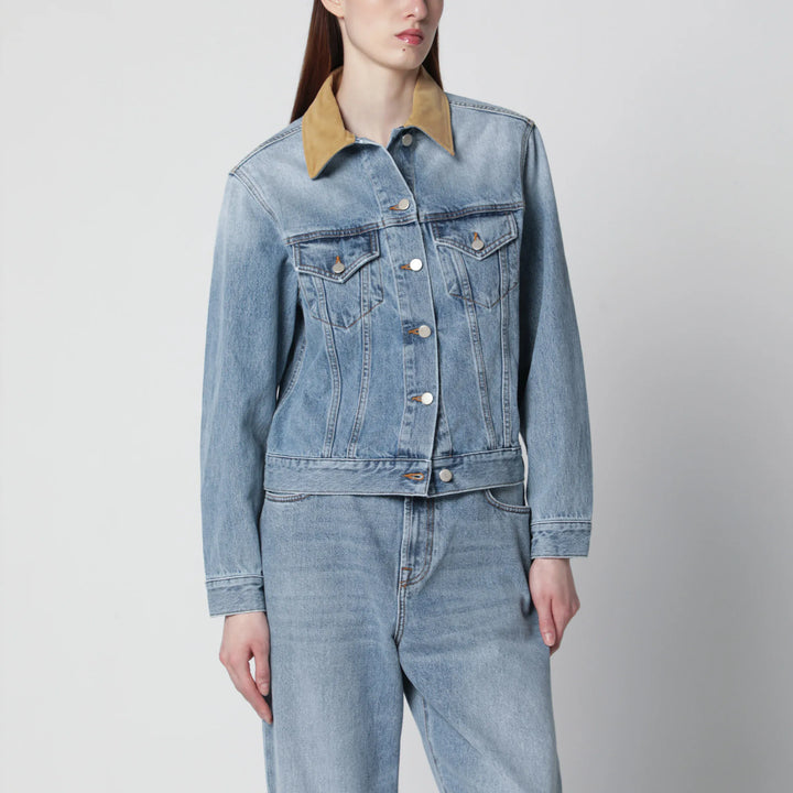 Róhe - Blue denim jacket with suede collar Brand Apparel &amp; Accessories > Clothing > Outerwear > Coats &amp; Jackets