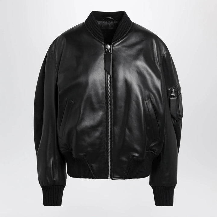 The Attico - Anja bomber jacket in black leather Brand Apparel &amp; Accessories > Clothing > Outerwear > Coats &amp; Jackets 38  IT
