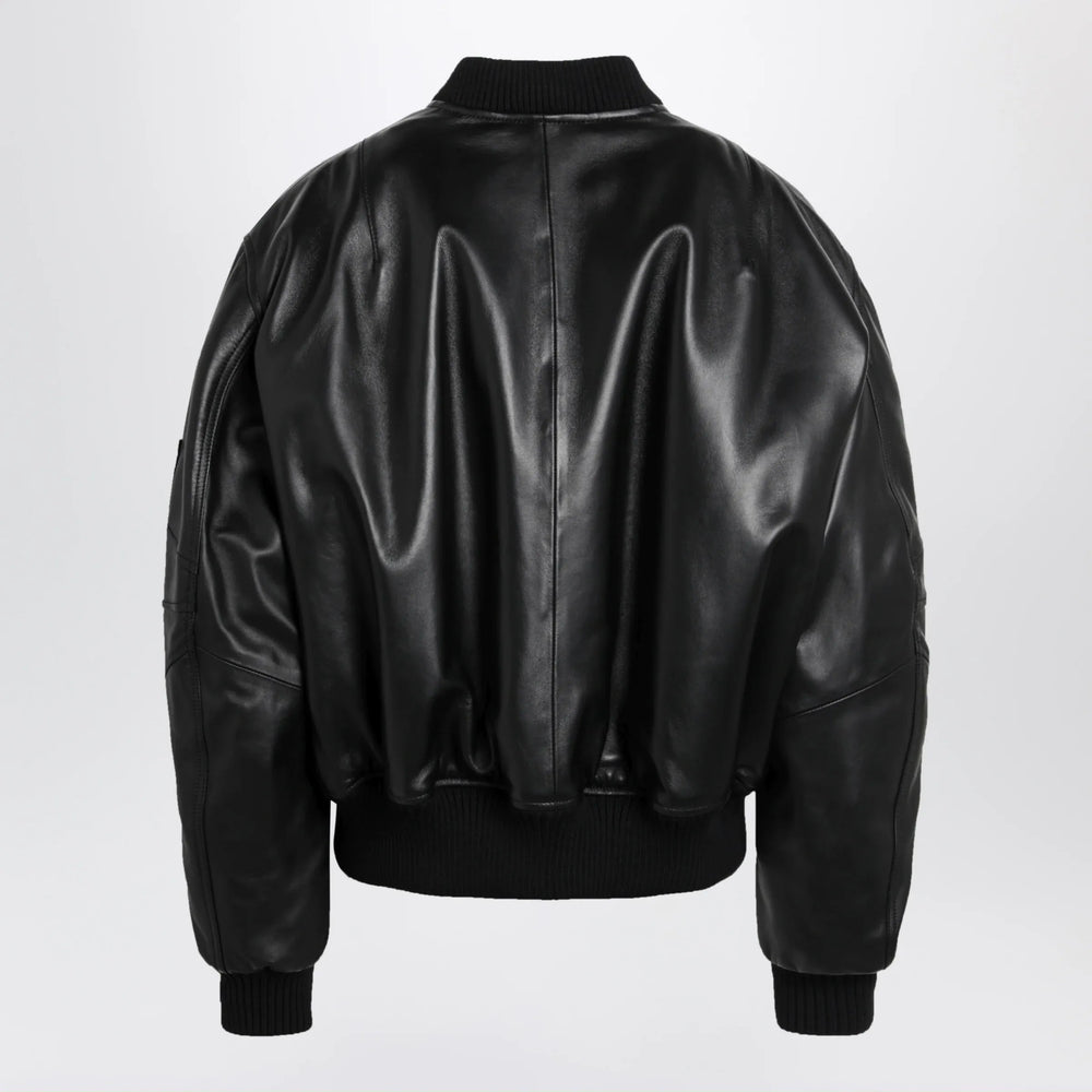 The Attico - Anja bomber jacket in black leather Brand Apparel & Accessories > Clothing > Outerwear > Coats & Jackets 38  IT