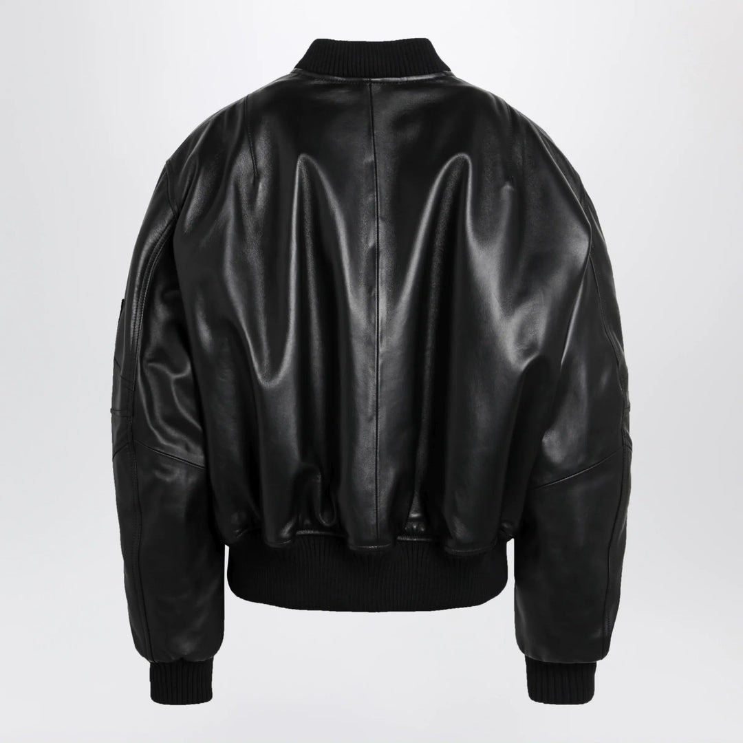 The Attico - Anja bomber jacket in black leather Brand Apparel &amp; Accessories > Clothing > Outerwear > Coats &amp; Jackets 38  IT